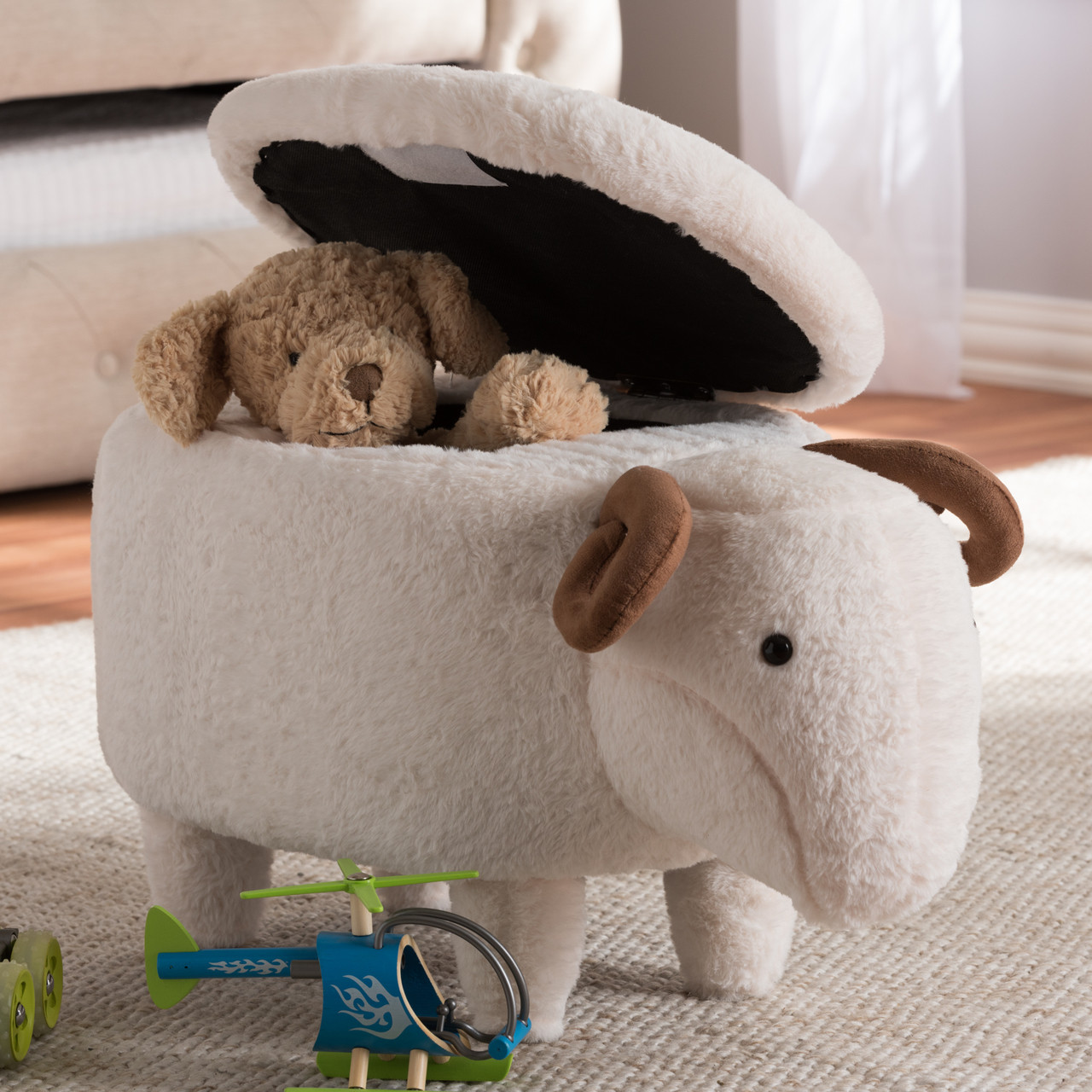 【新品同様】FRANCKMULLER MOUTON BALLON CUSHION Baxton Studio Pecora Contemporary Wool Upholstered Sheep Storage
