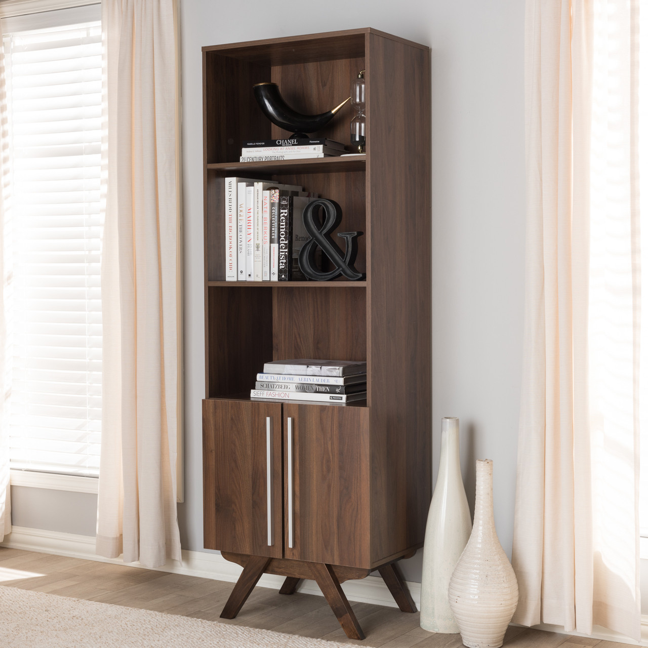 Baxton Studio Ashfield Mid Century Modern Walnut Brown Finished