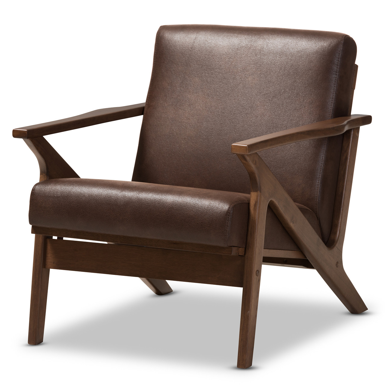 Baxton Studio Bianca Mid Century Modern Walnut Wood Dark Brown