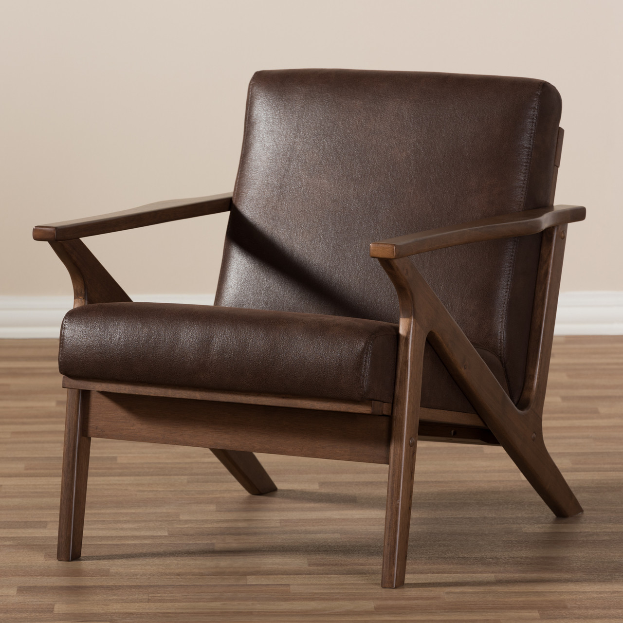 Baxton Studio Bianca Mid Century Modern Walnut Wood Dark Brown