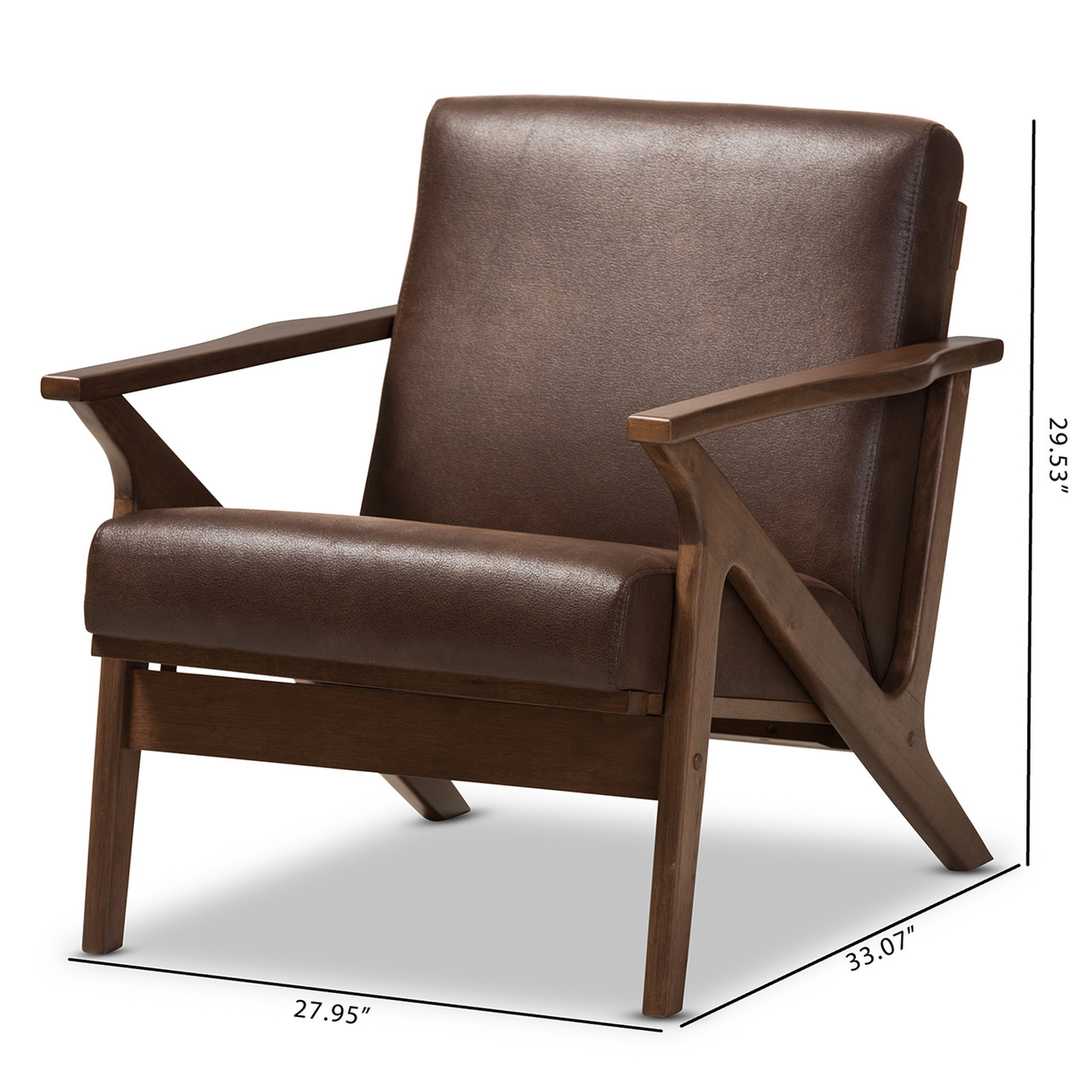 Baxton Studio Bianca Mid Century Modern Walnut Wood Dark Brown