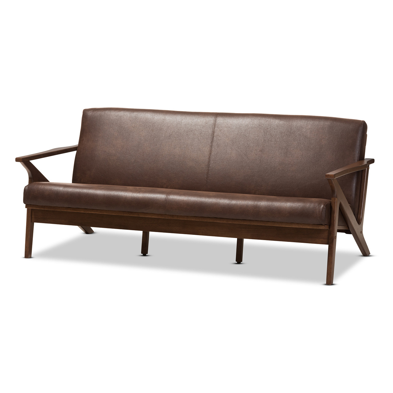 Baxton Studio Bianca Mid Century Modern Walnut Wood Dark Brown