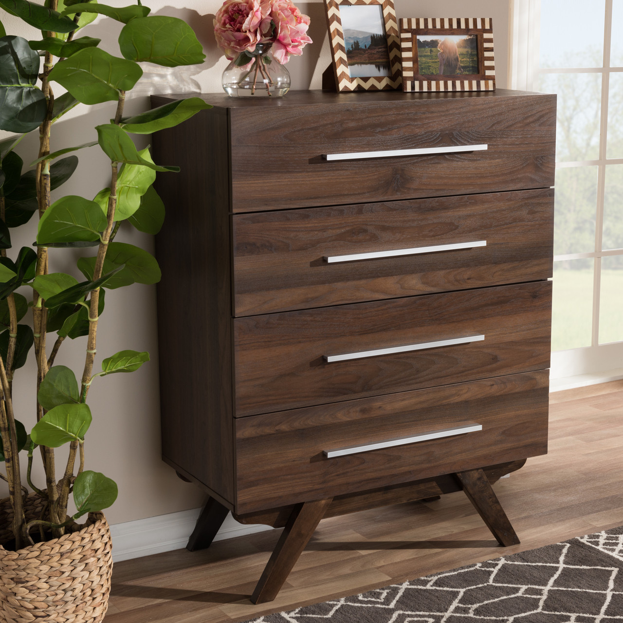 Baxton Studio Auburn Mid Century Modern Walnut Brown Finished Wood