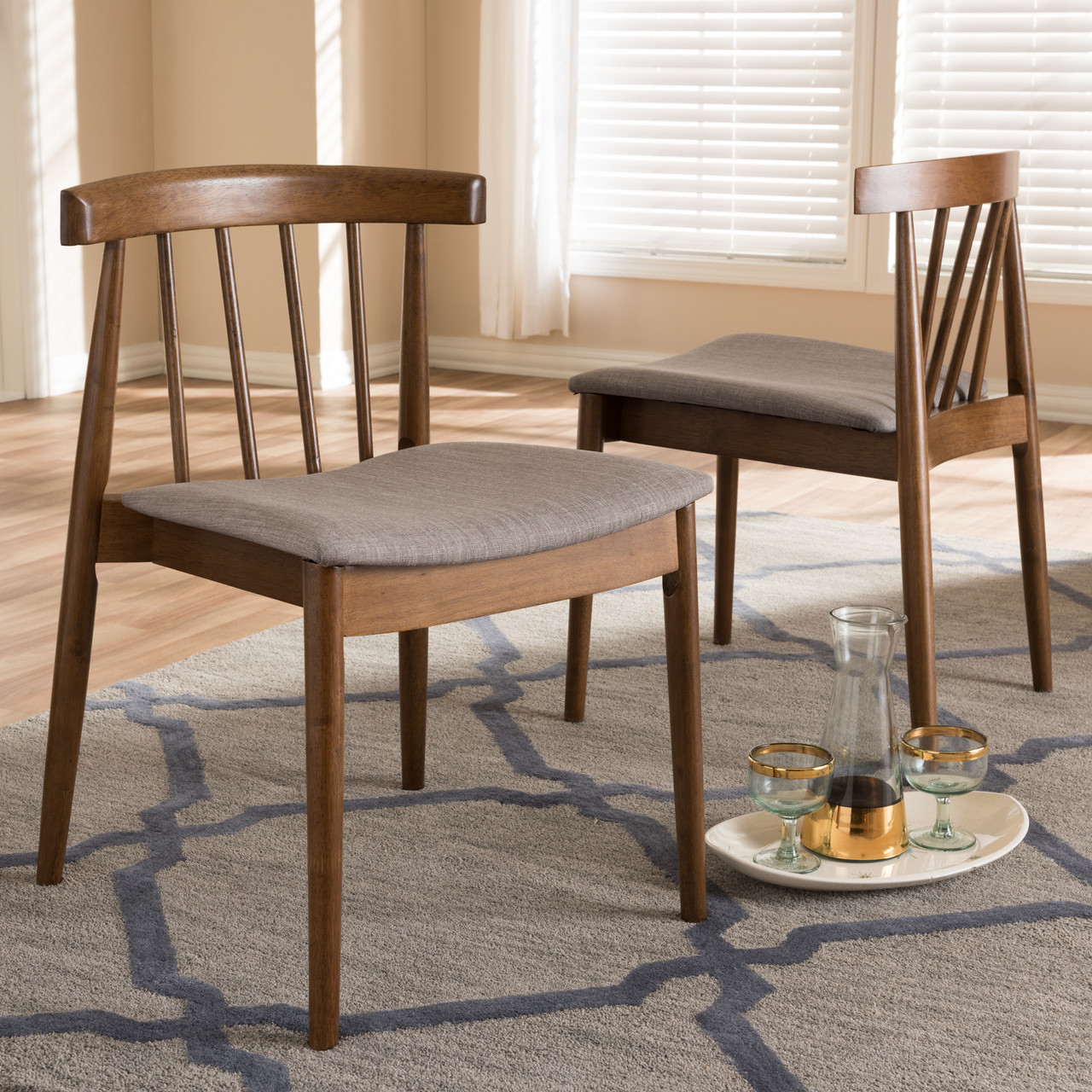 Baxton Studio Wyatt Mid-Century Modern Walnut Wood Dining Chair