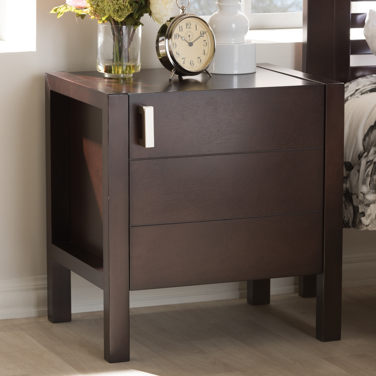 Baxton Studio Mandel Modern and Contemporary Dark Brown Wood