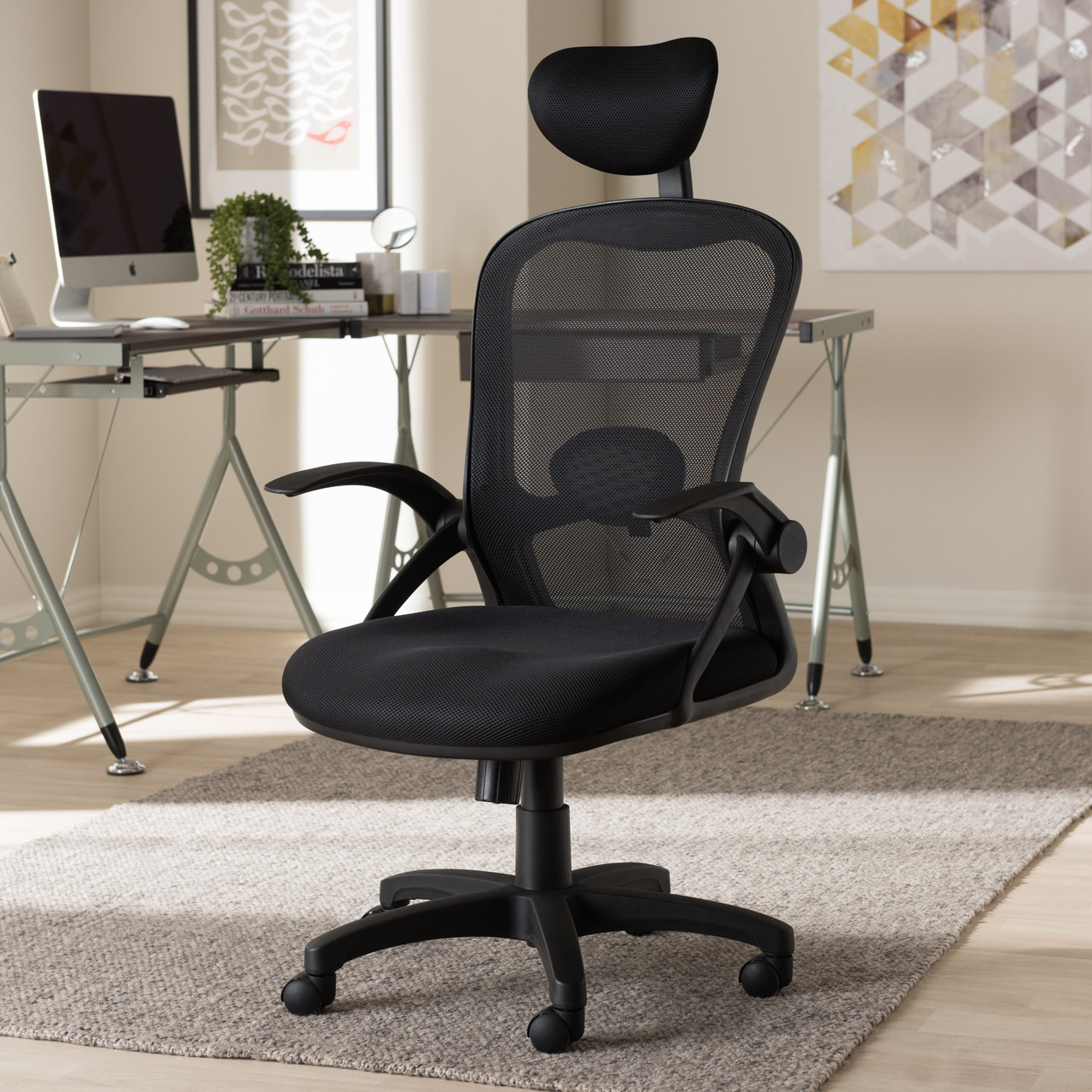 Baxton Studio Ernst Modern and Contemporary Ergonomic Black Mesh