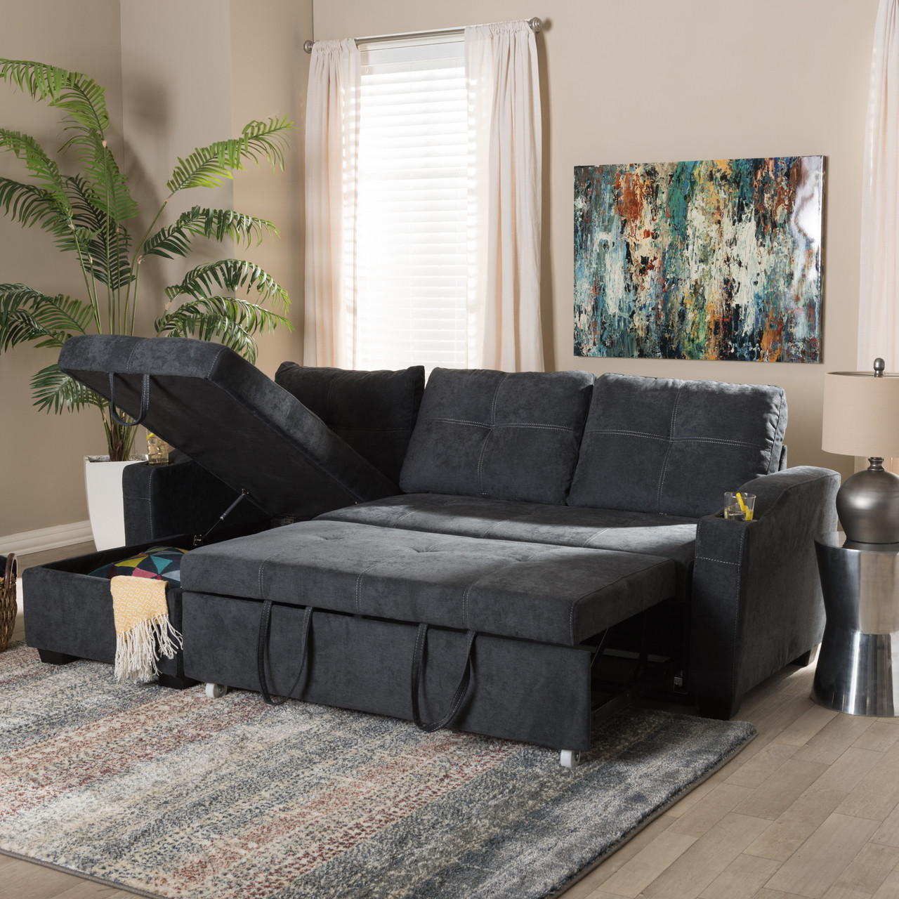 Baxton Studio Lianna Modern and Contemporary Dark Grey Fabric