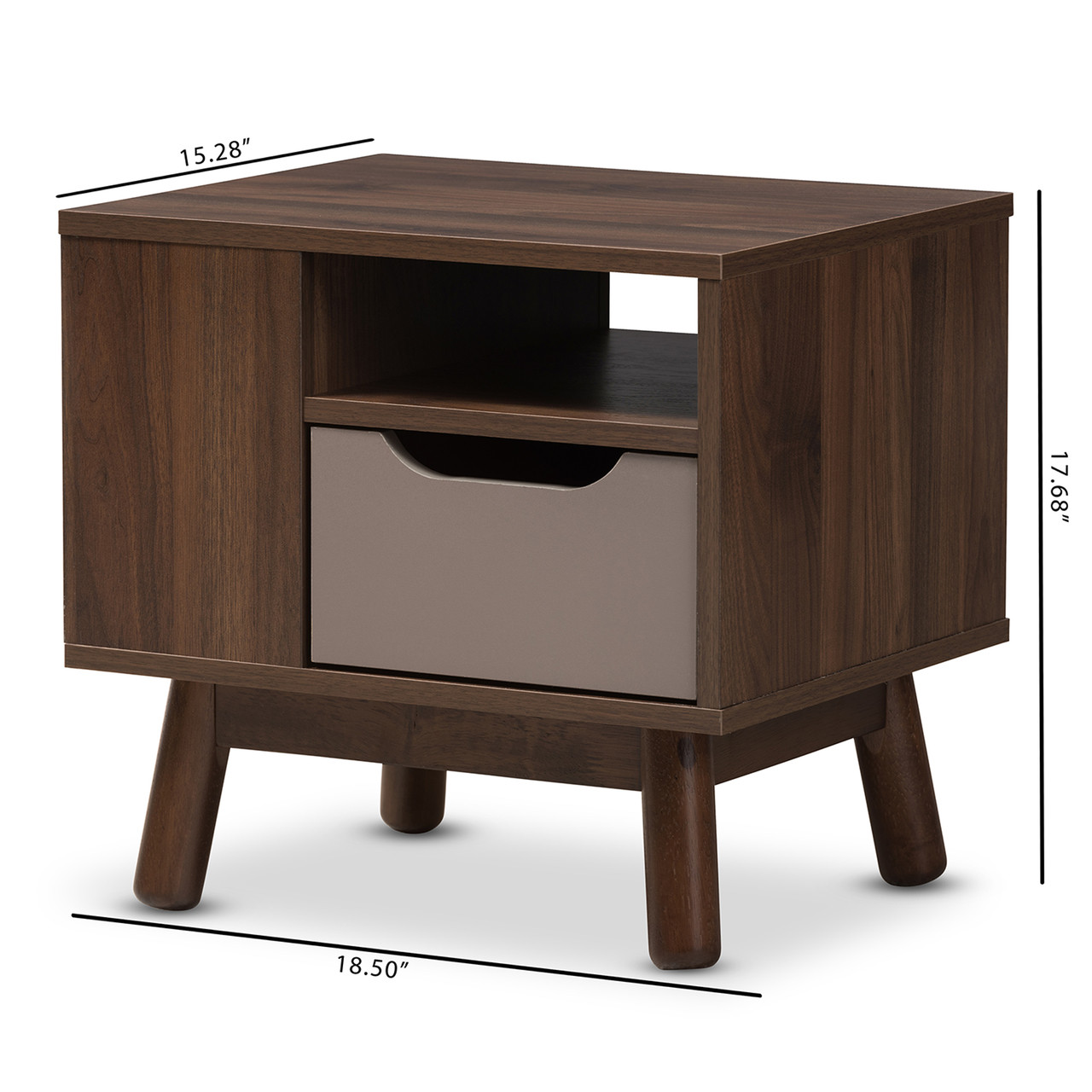 Baxton Studio Britta Mid Century Modern Walnut Brown and Grey Two