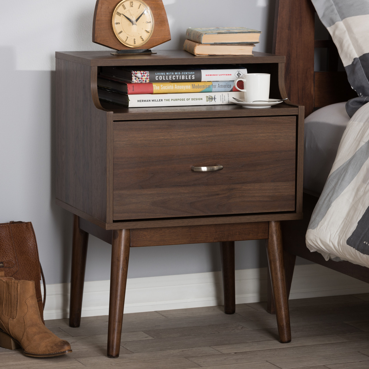 Baxton Studio Disa Mid Century Modern Walnut Brown Finished