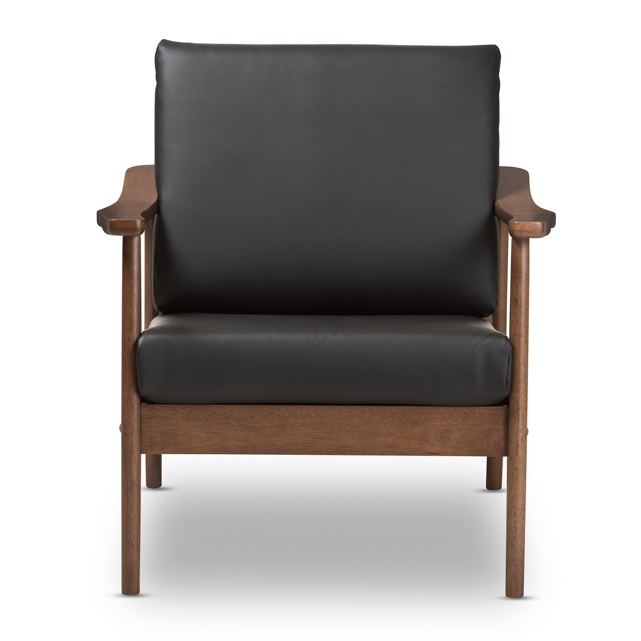 Baxton Studio Venza Mid Century Modern Walnut Wood Black Faux