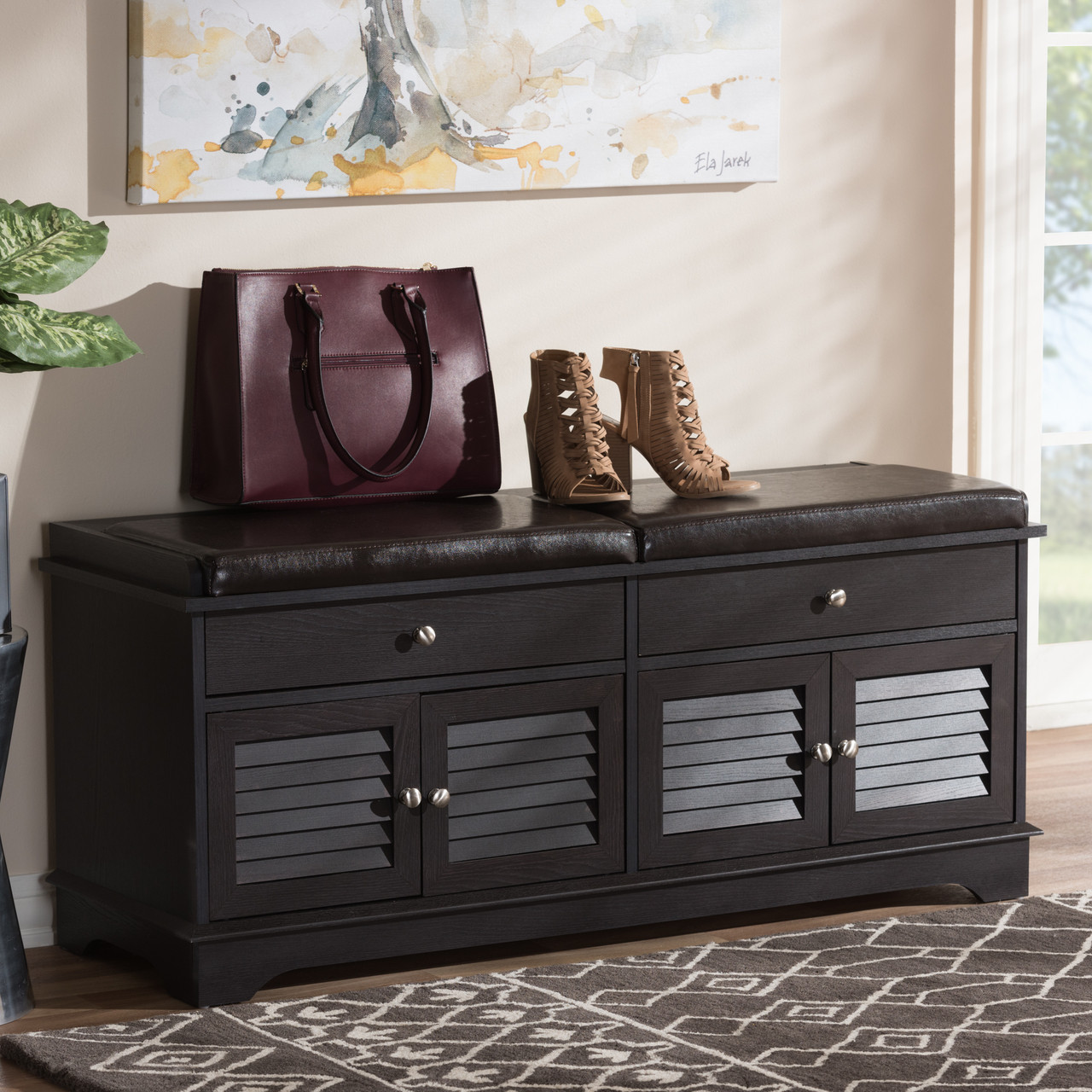 Baxton Studio Leo Shoe Storage Bench - Thumbnail 4