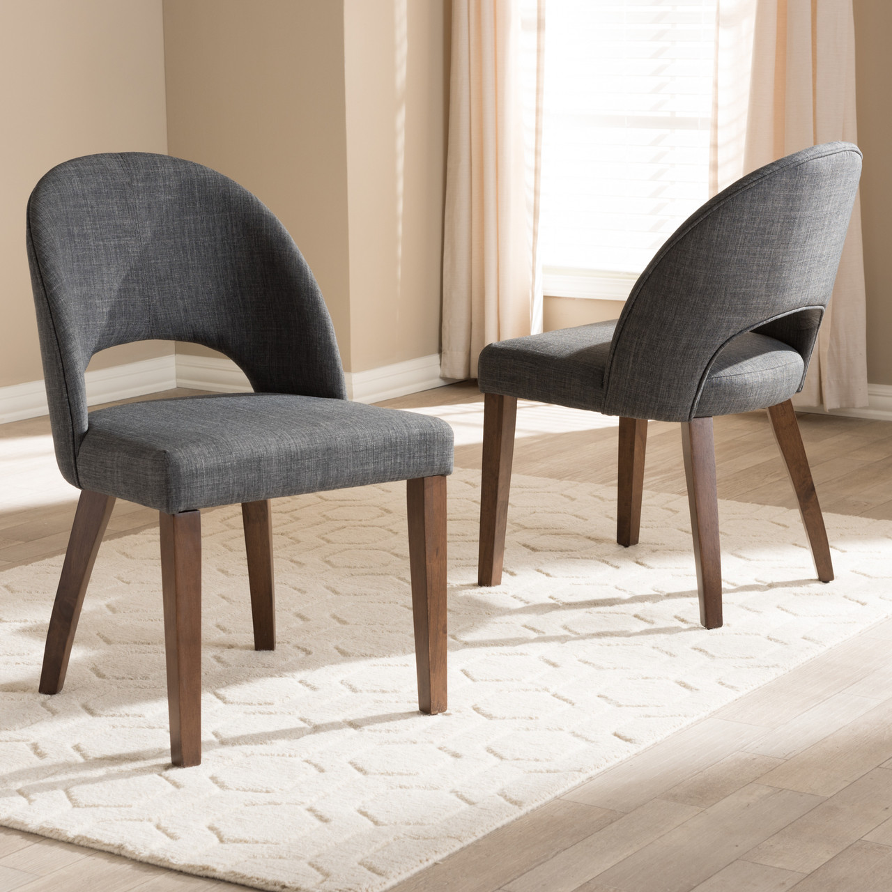 Dark grey 2025 fabric dining chairs