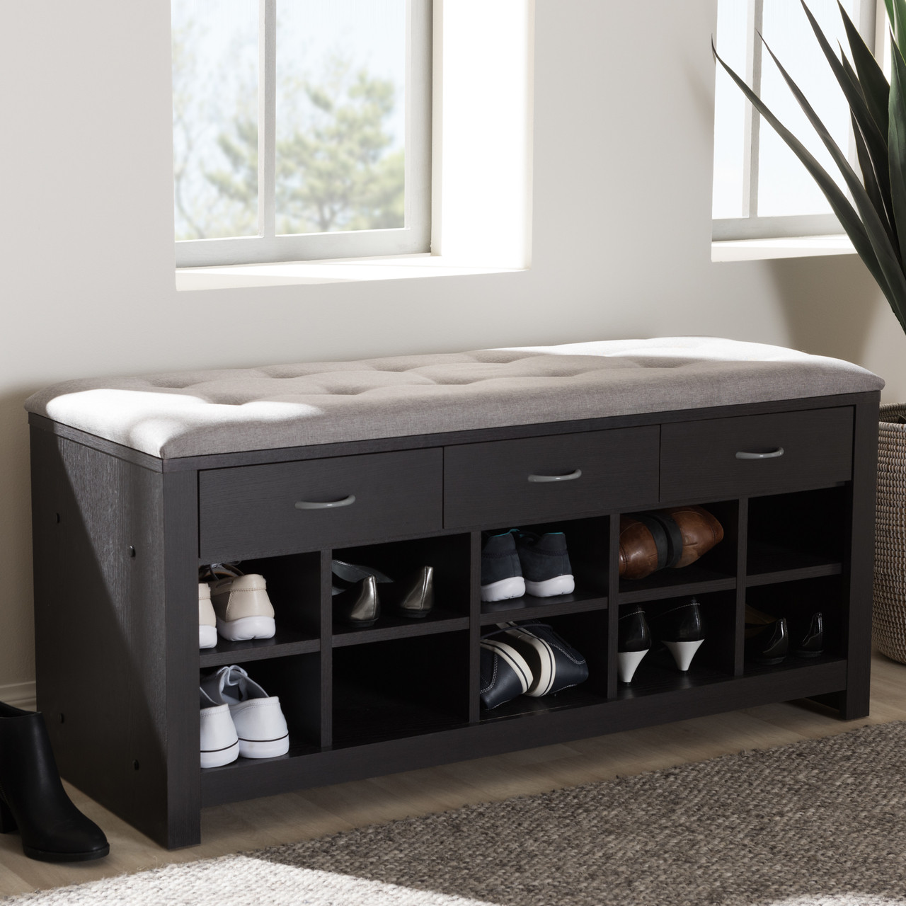 Baxton Studio Modern and Contemporary Espresso Finished Grey