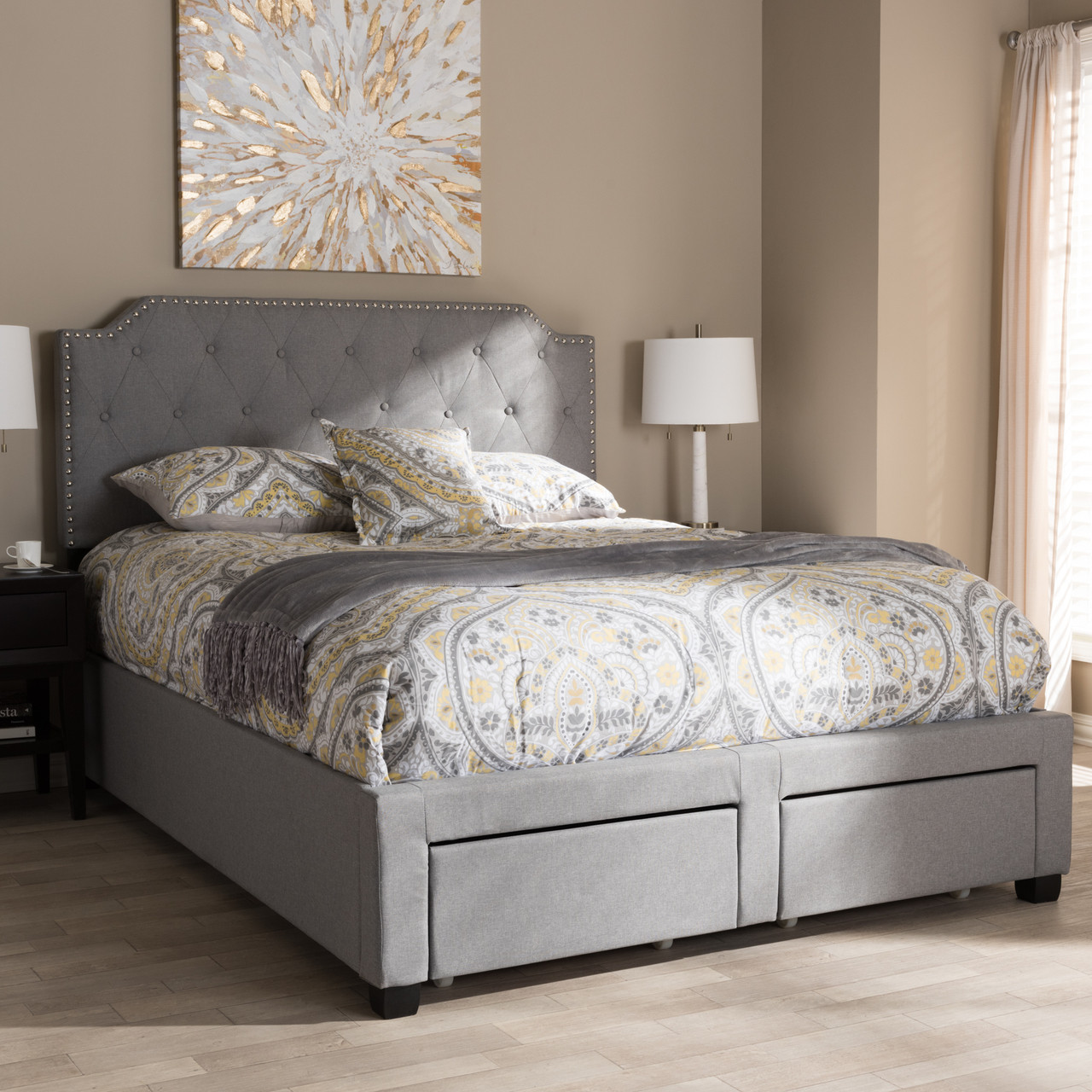 Baxton Studio Aubrianne Modern and Contemporary Grey Fabric