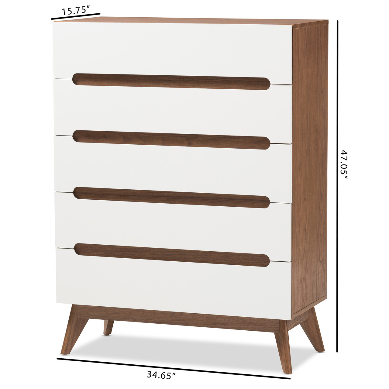 Baxton Studio Calypso Mid Century Modern White and Walnut Wood 5