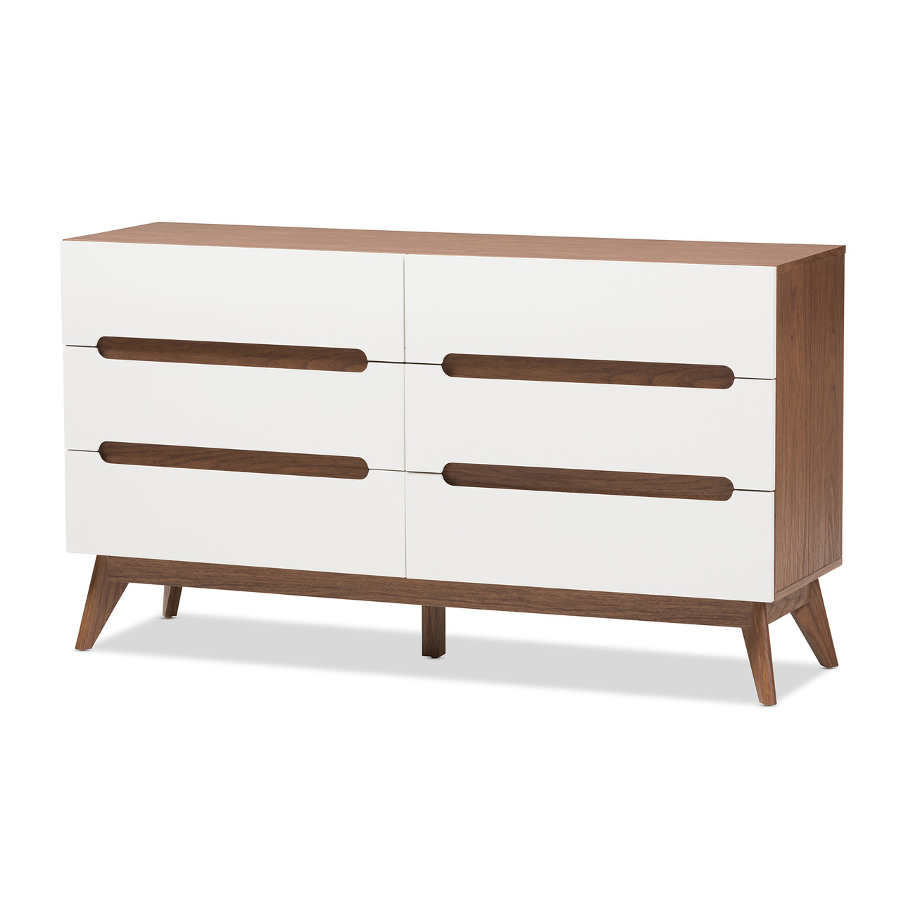 Baxton Studio Calypso Mid Century Modern White and Walnut Wood 6