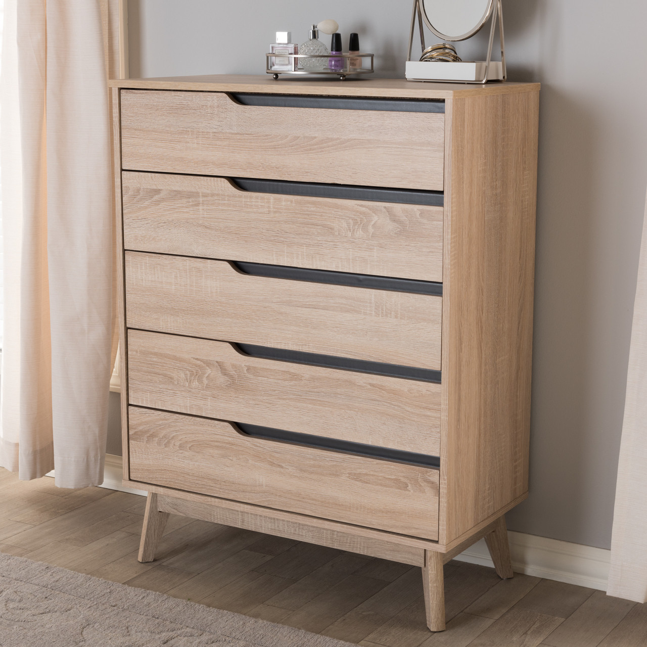 Baxton Studio Fella Mid Century Modern Two Tone Oak and Grey Wood