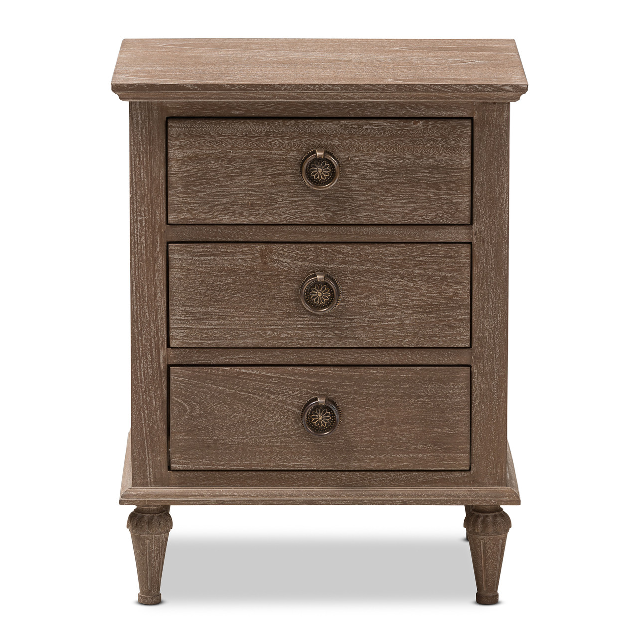 Baxton Studio Venezia French Inspired Rustic Grey Wash Finish Wood