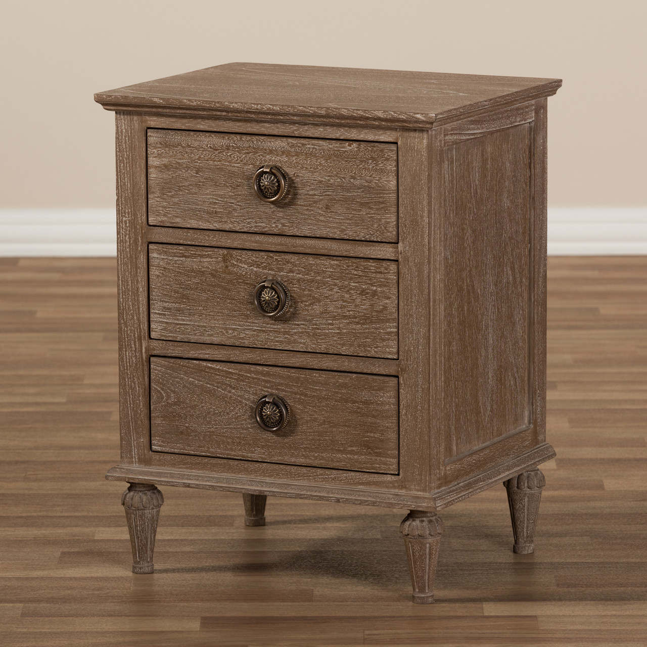 Baxton Studio Venezia French Inspired Rustic Grey Wash Finish Wood