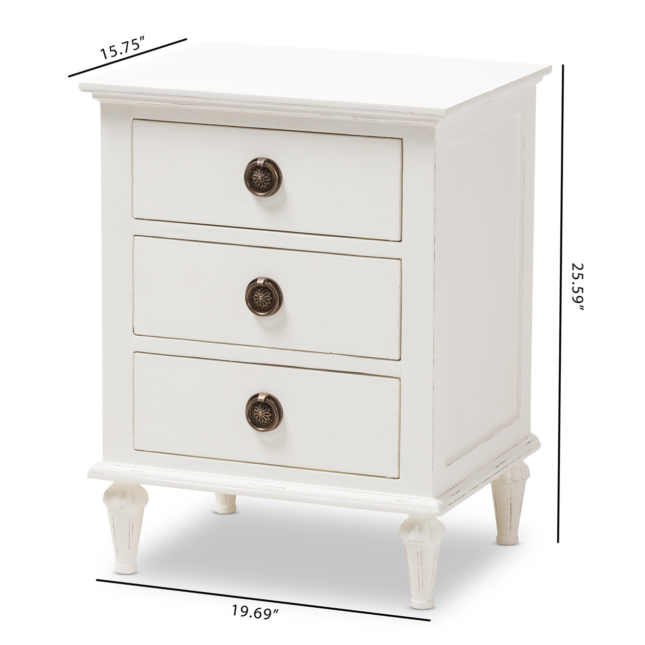 Baxton Studio Venezia French Inspired Rustic Whitewash Wood 3