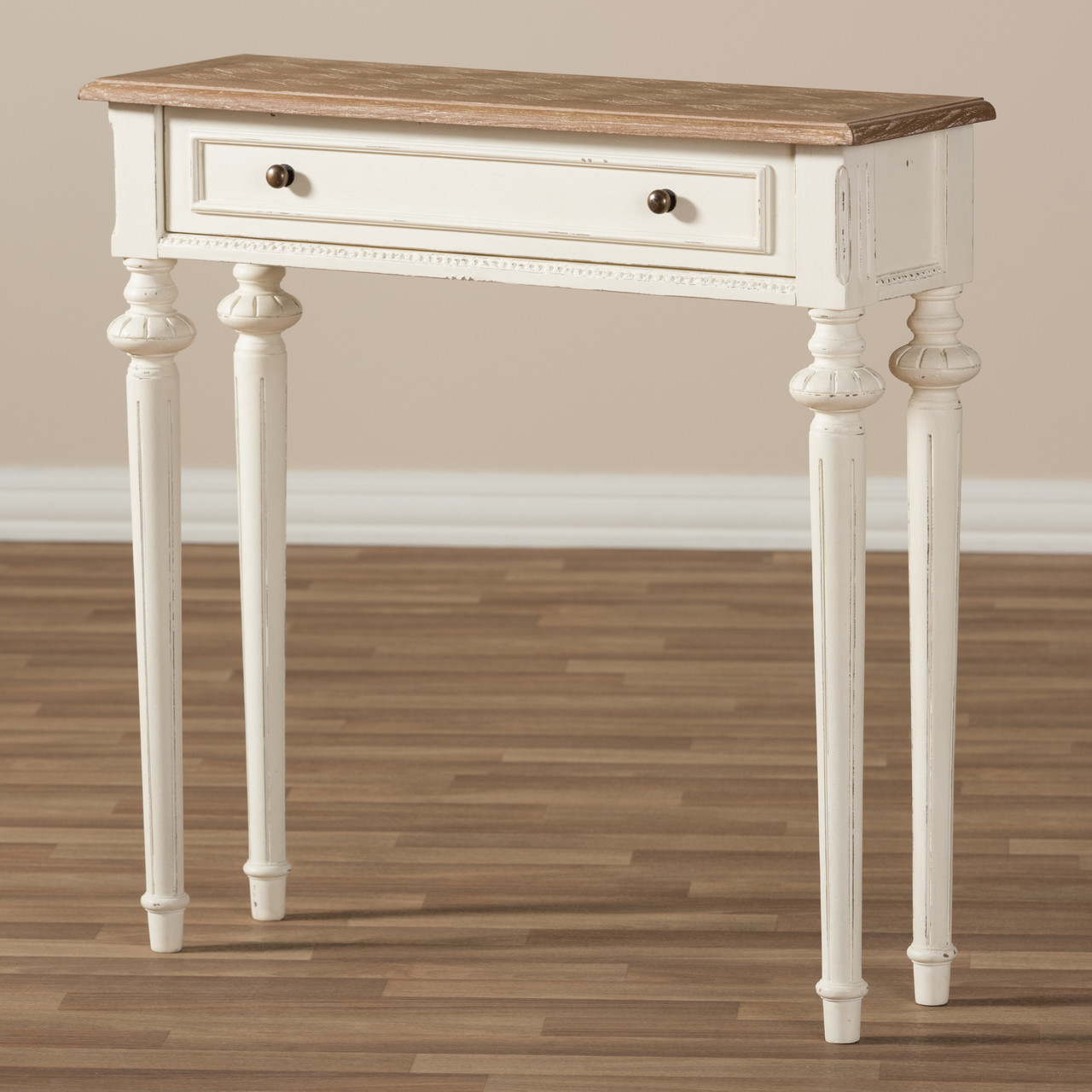 Baxton Studio Marquetterie French Provincial Style Weathered Oak