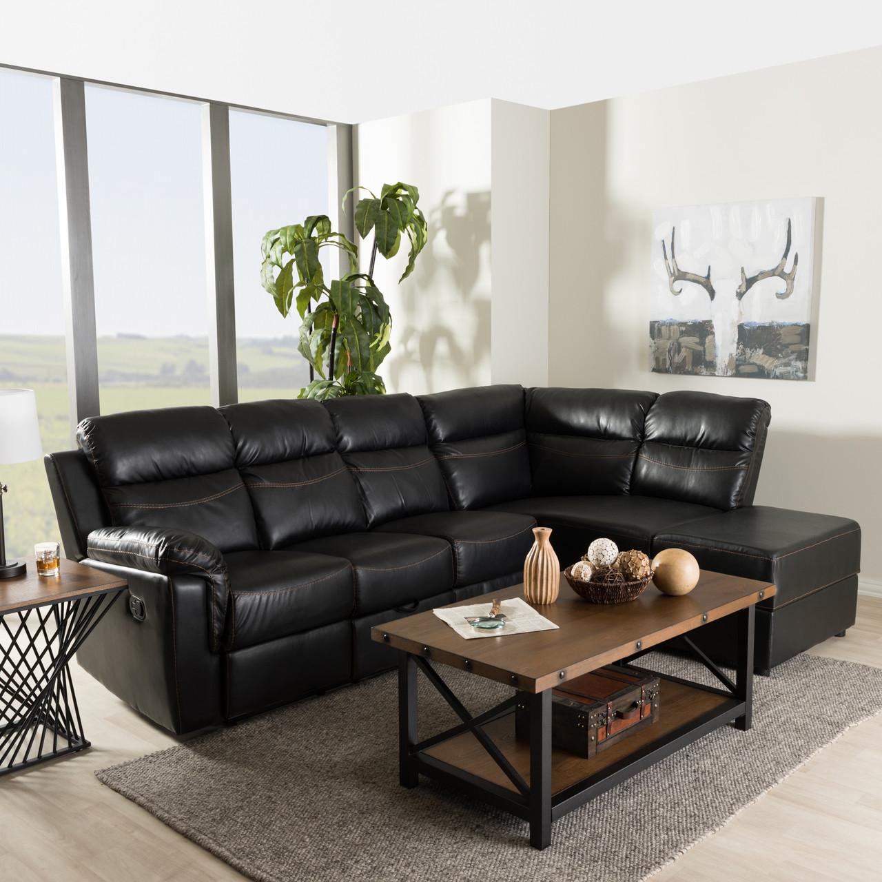 Baxton Studio Roland Modern and Contemporary Black Faux Leather 2