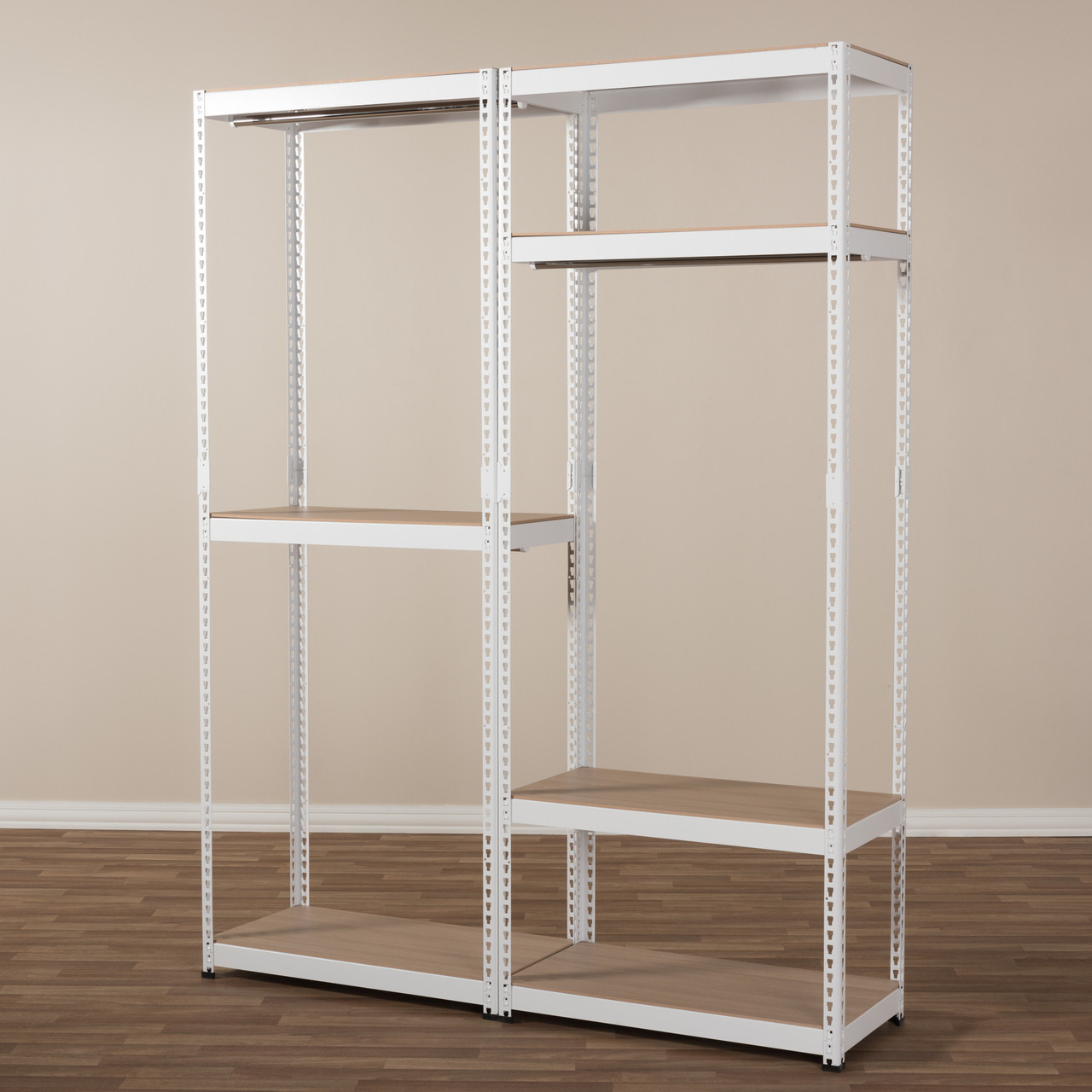 Baxton Studio Gavin White Metal 7 Shelves Closet Storage Racking Organizer