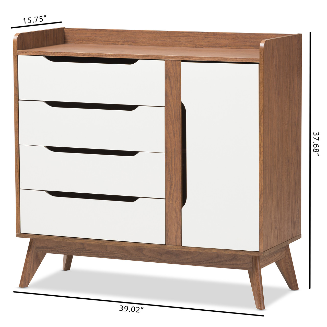 Baxton Studio Brighton Mid-Century Modern White and Walnut Wood