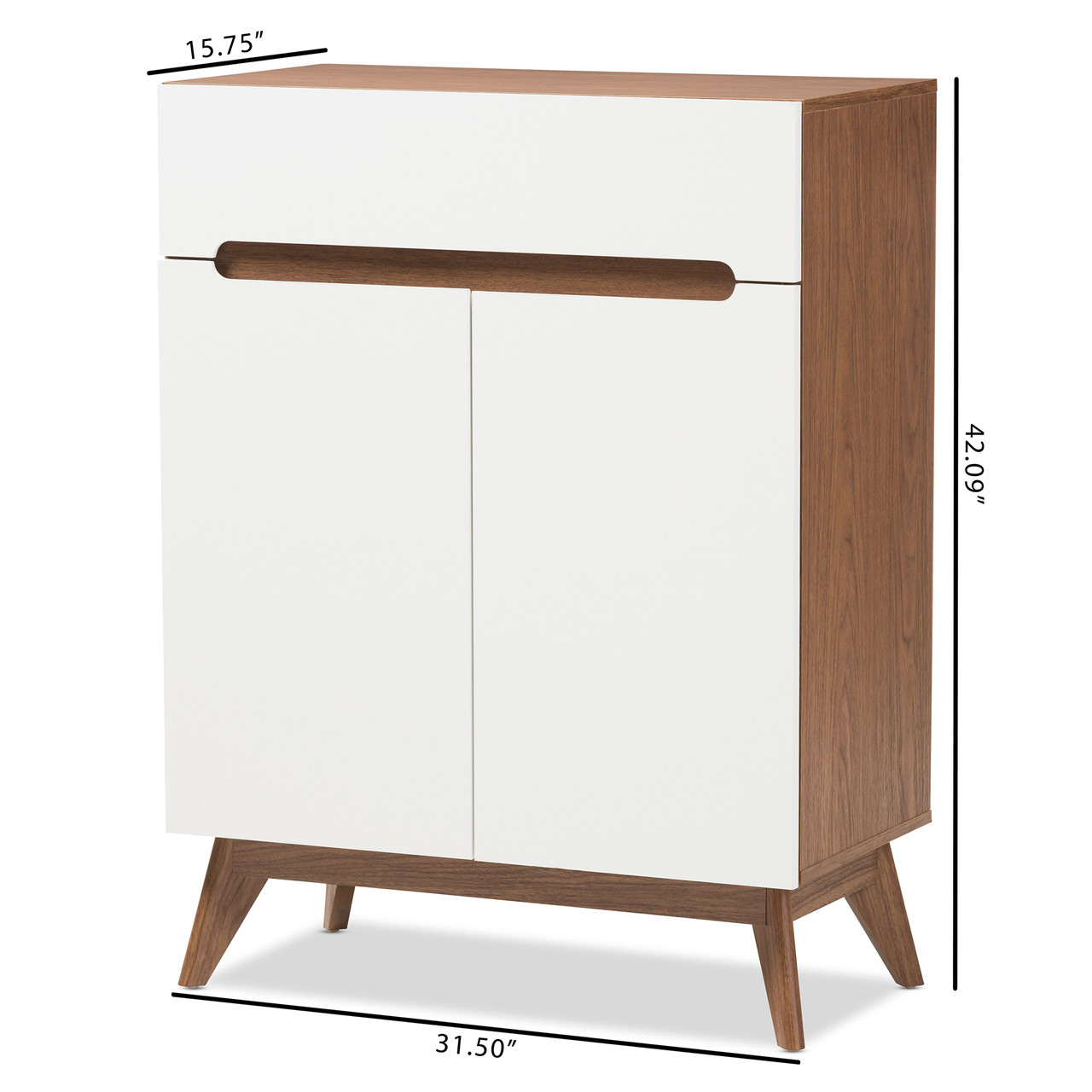 Baxton Studio Calypso Mid Century Modern White and Walnut Wood