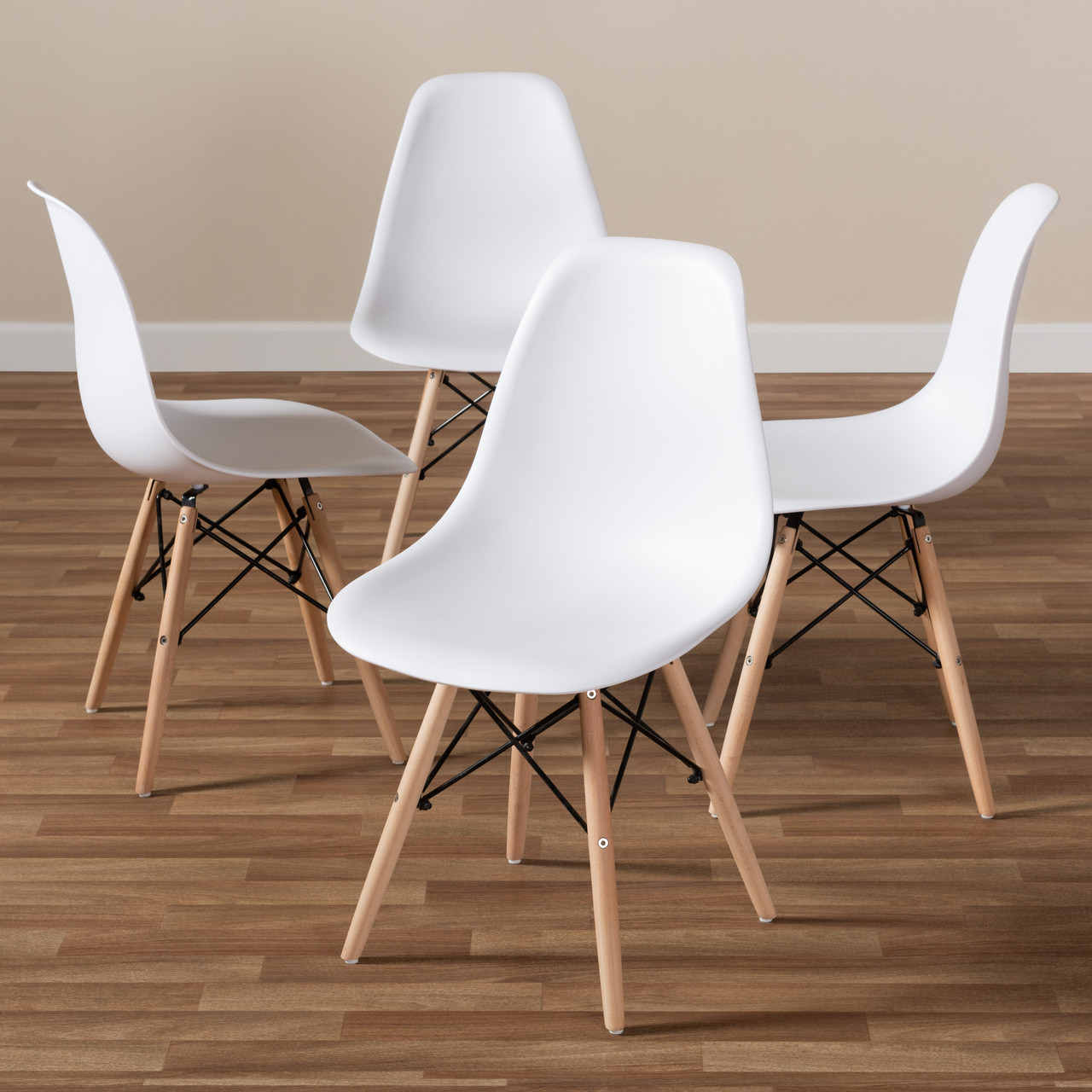 Baxton Studio Sydnea Mid Century Modern White Acrylic Brown Wood