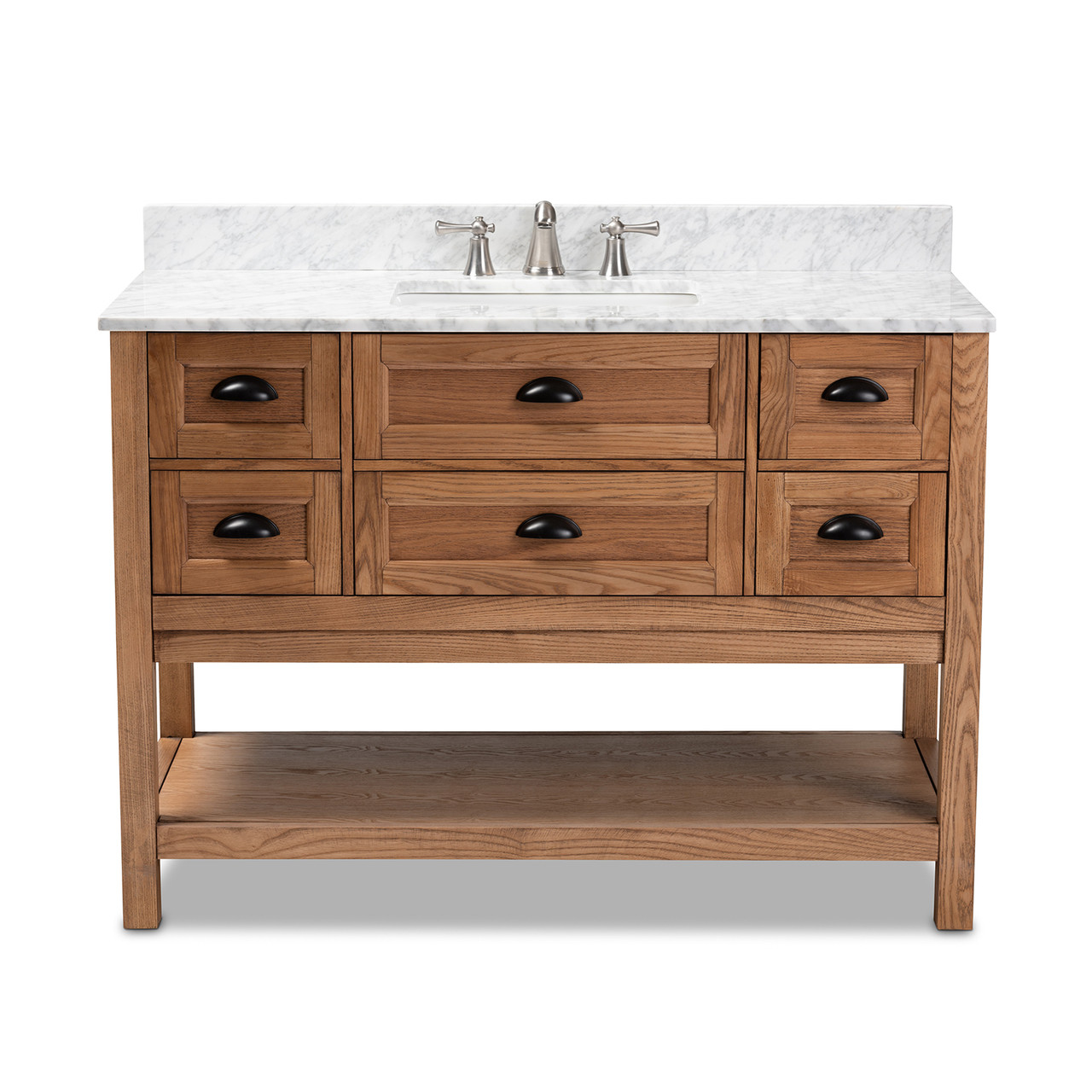 Baxton Studio Alamitos 48-Inch Farmhouse Country Weathered Oak Finished ...