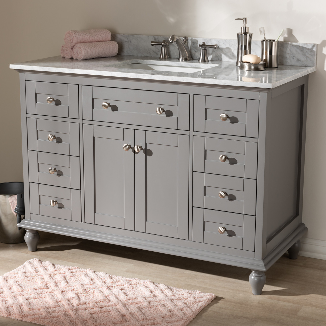 Baxton Studio Caroline 48 Inch Transitional Grey Finished Wood and