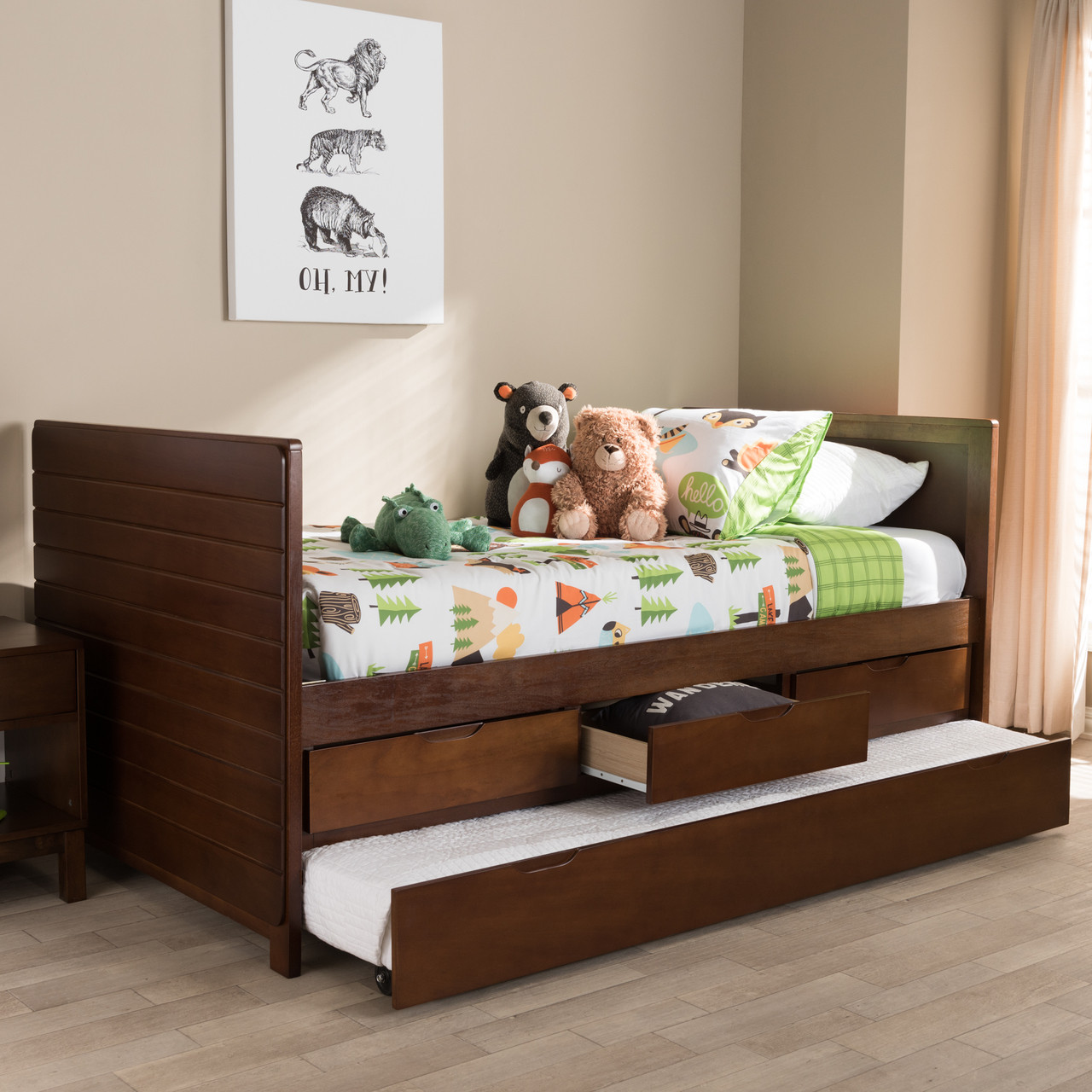 Baxton Studio Linna Modern and Contemporary Walnut Brown Finished