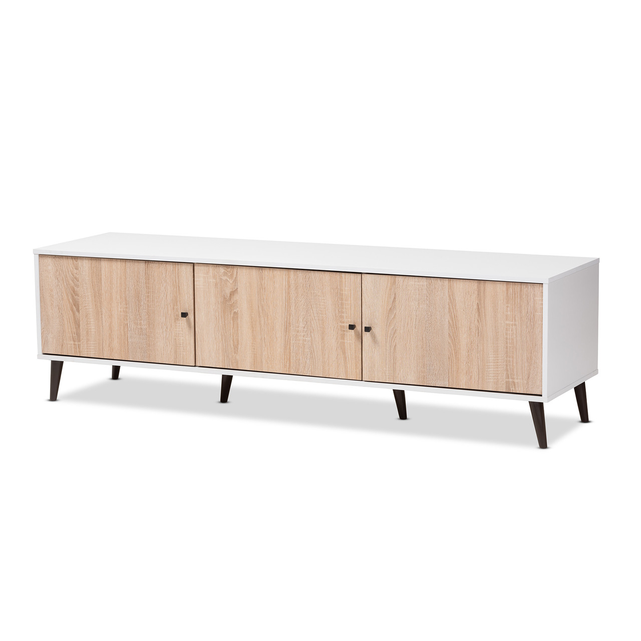 Baxton Studio Bastien Mid Century Modern White and Light Oak 6