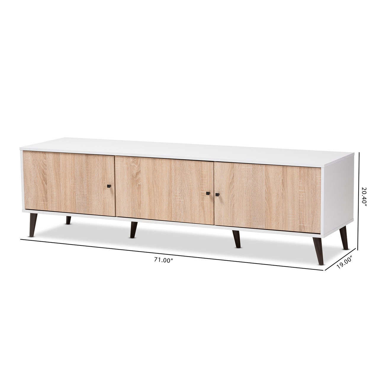 Baxton Studio Bastien Mid Century Modern White and Light Oak 6