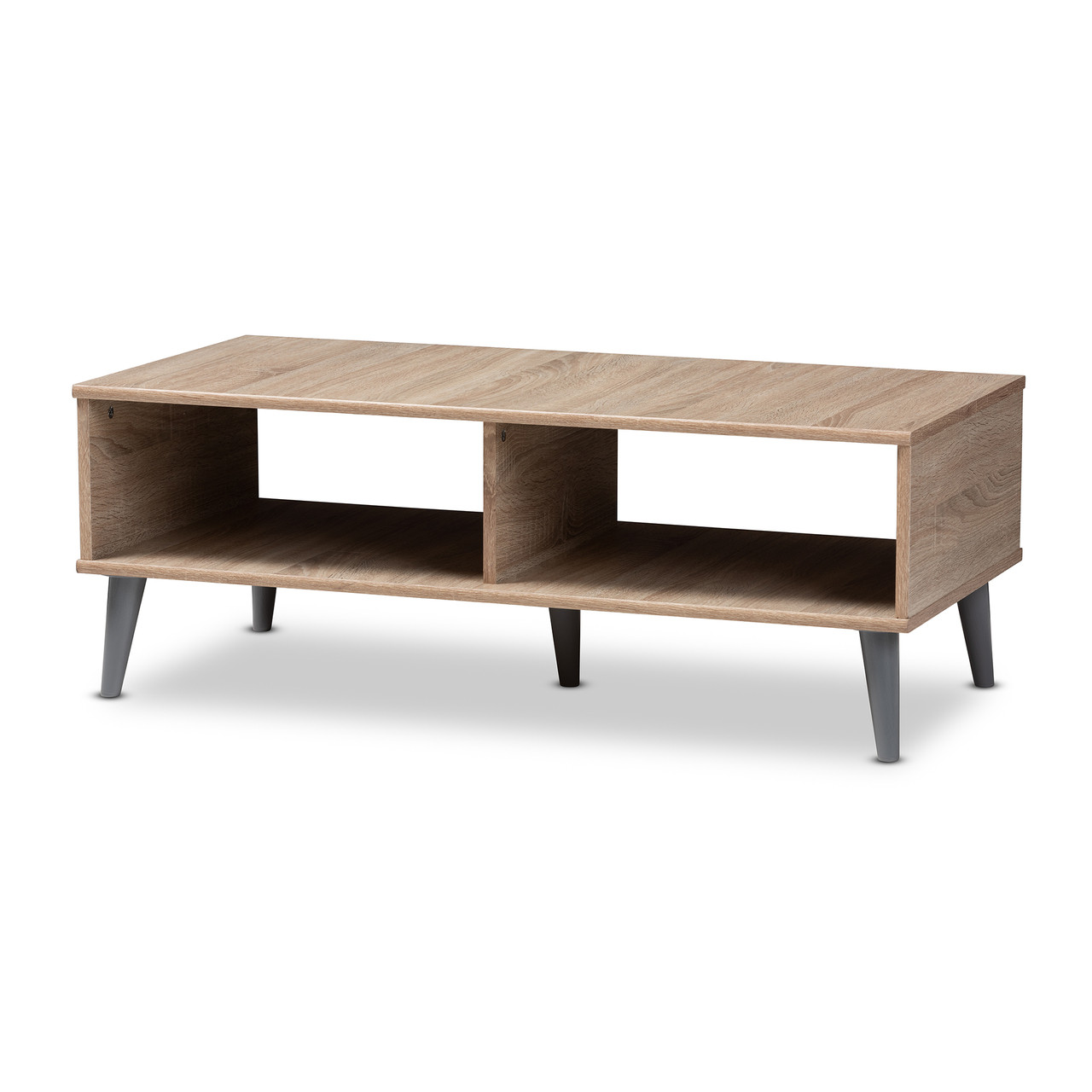 Baxton Studio Pierre Mid Century Modern Oak and Light Grey