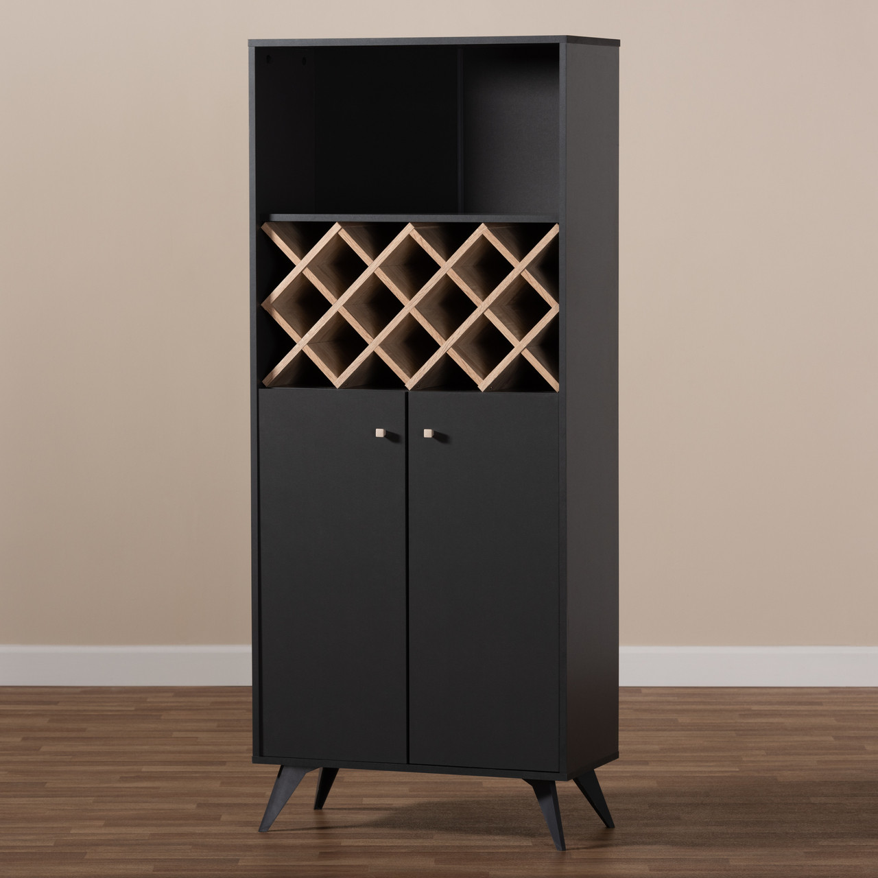 Baxton Studio Serafino Mid Century Modern Dark Grey and Oak