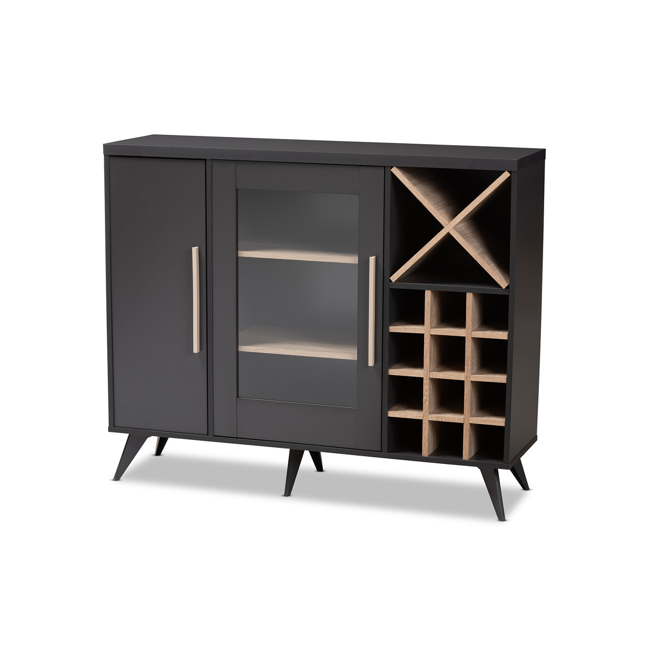 Baxton Studio Pietro Mid Century Modern Dark Grey and Oak Finished