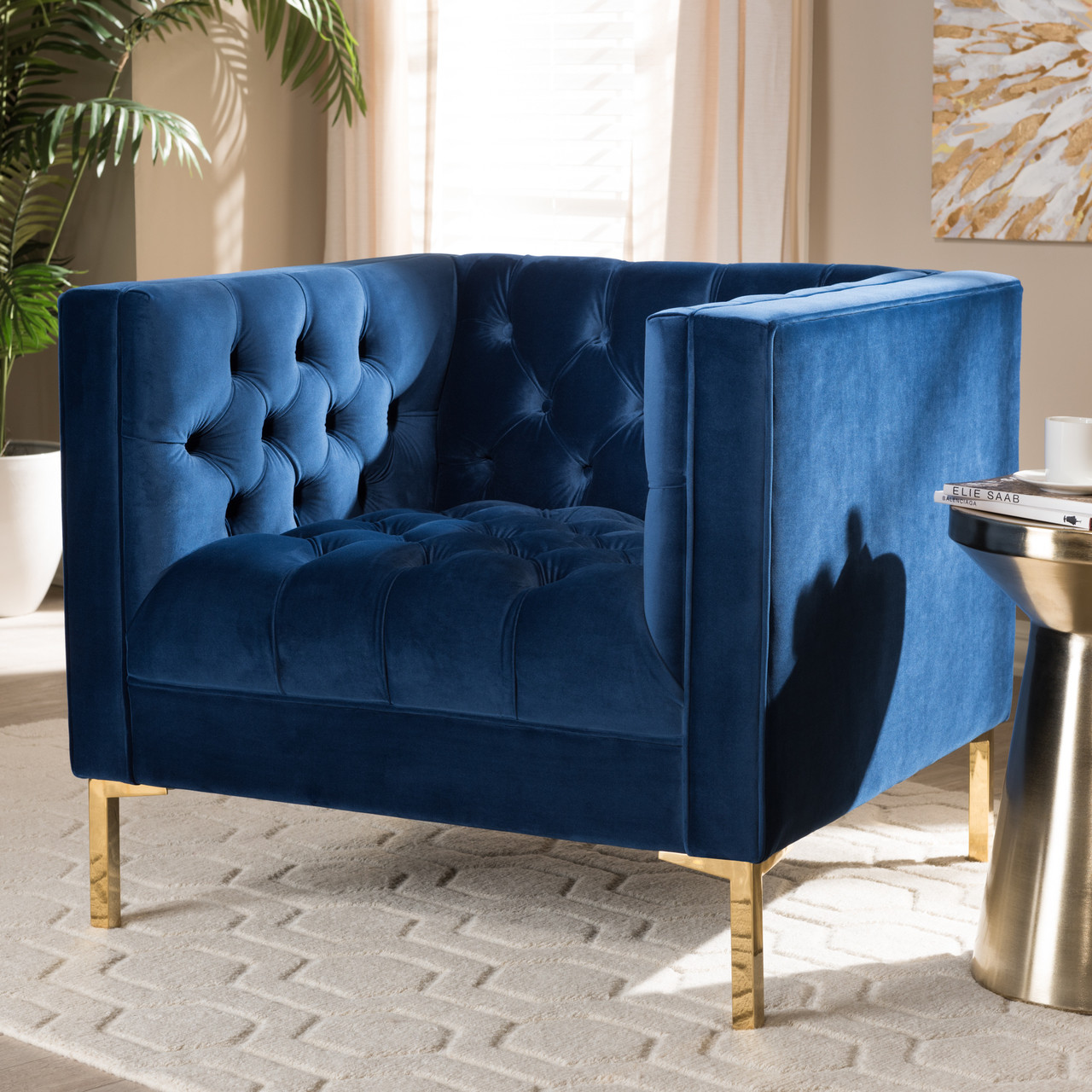 Baxton Studio Zanetta Luxe and Glamour Navy Velvet Upholstered