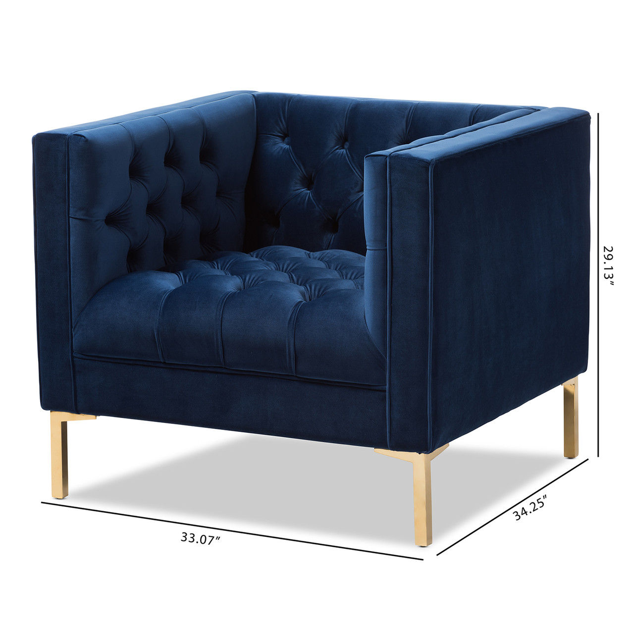 Baxton Studio Zanetta Luxe and Glamour Navy Velvet Upholstered