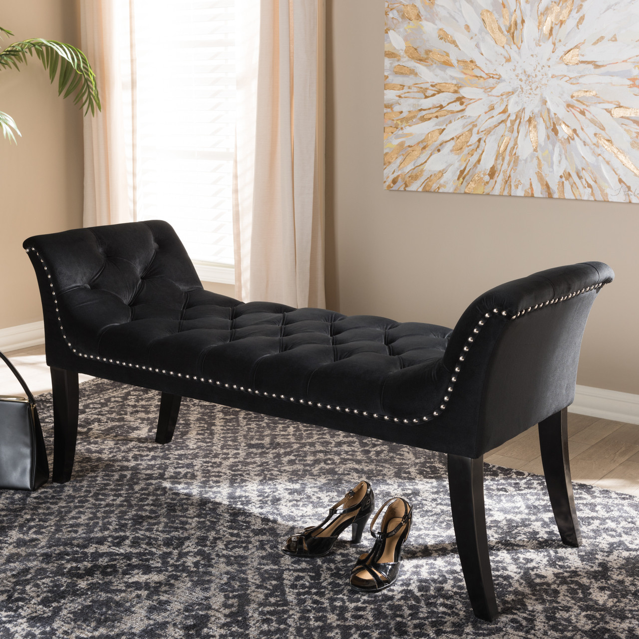 Baxton Studio Chandelle Luxe and Contemporary Black Velvet