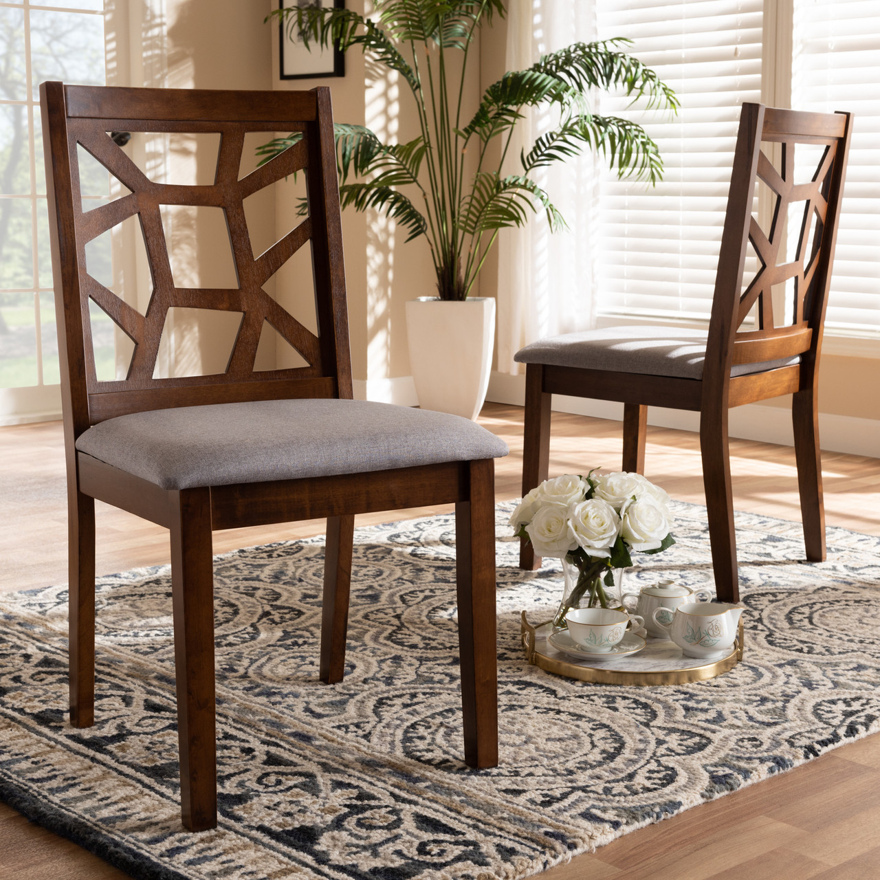 Baxton Studio Abilene Mid-Century Grey Fabric Upholstered and