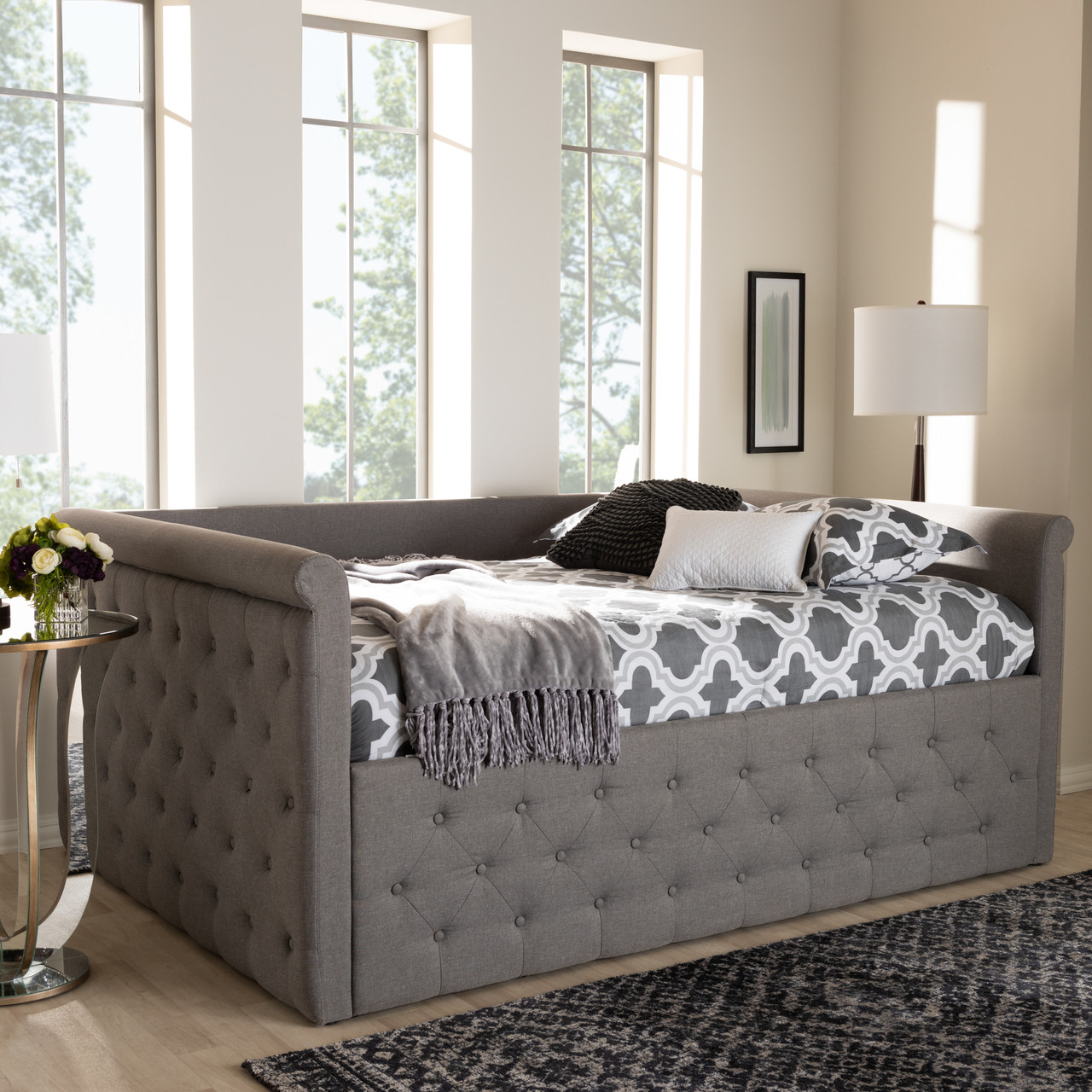 Baxton Studio Amaya Modern and Contemporary Grey Fabric