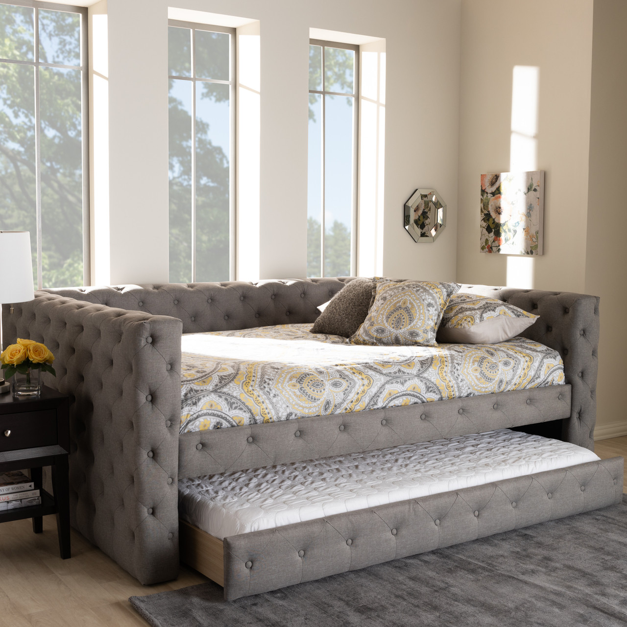 Baxton Studio Anabella Daybed with Trundle - Thumbnail 4