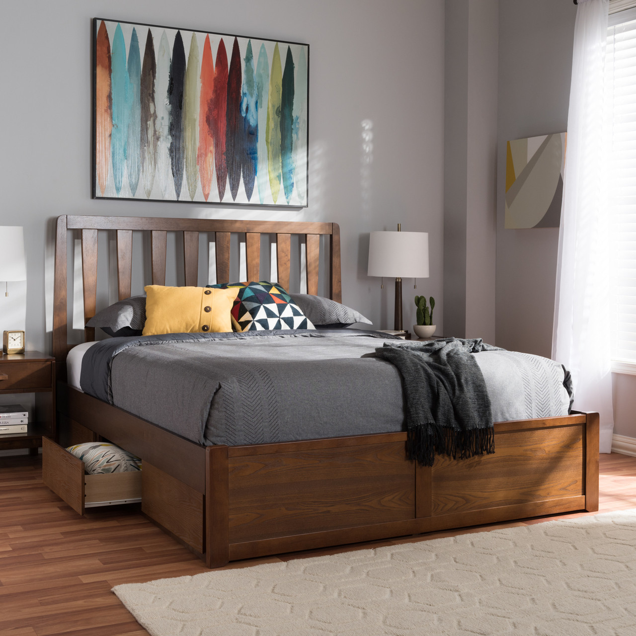 Baxton Studio Raurey Modern and Contemporary Walnut Finished