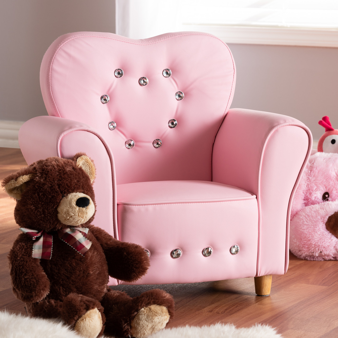 Baxton Studio Mabel Modern and Contemporary Pink Faux Leather Kids