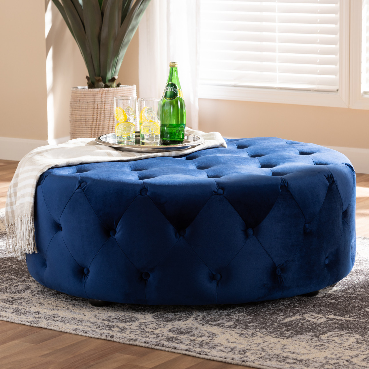 Baxton Studio Cardiff Transitional Royal Blue Velvet Fabric