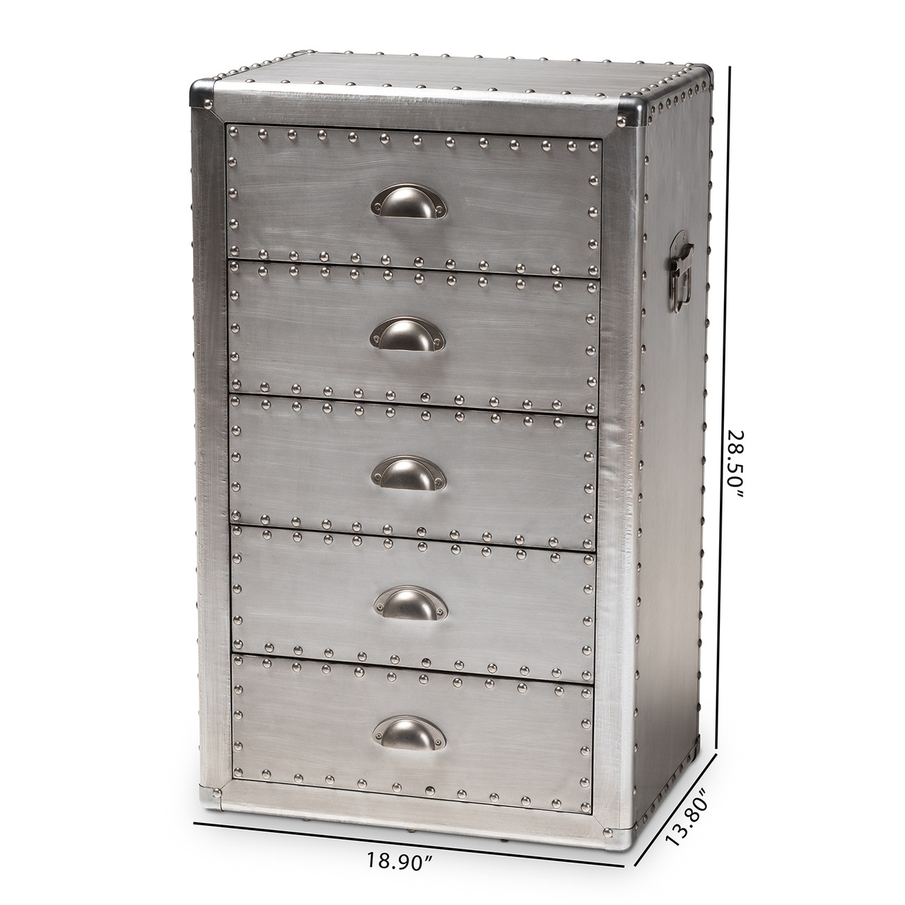 Baxton Studio Davet French Industrial Silver Metal 5-Drawer Accent