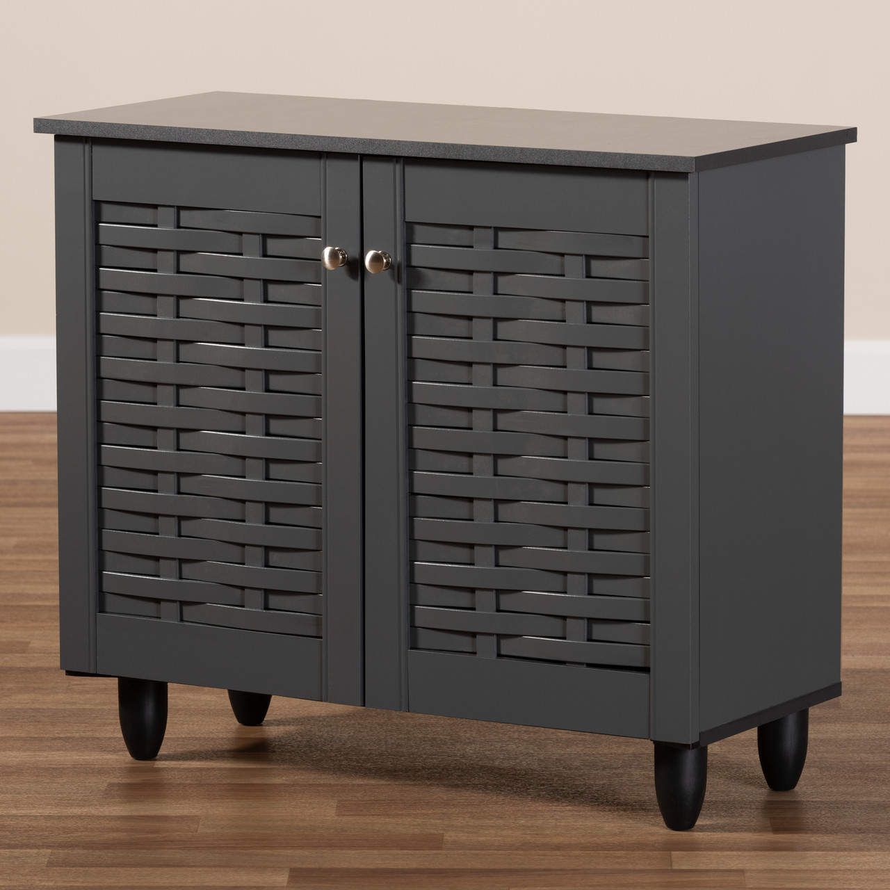 Baxton Studio Winda Modern and Contemporary Dark Gray 2 Door