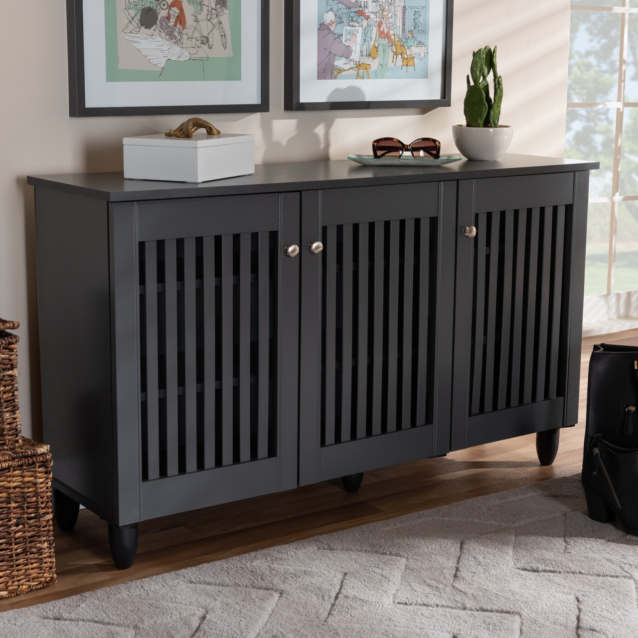 Baxton Studio Fernanda Modern and Contemporary Dark Gray 3-Door